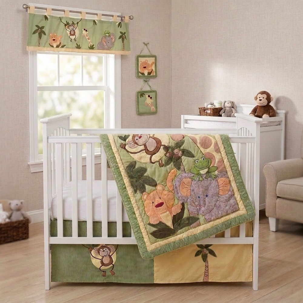 NoJo Jungle Babies 6-Piece Crib Bedding Set Safari Nursery Comforter